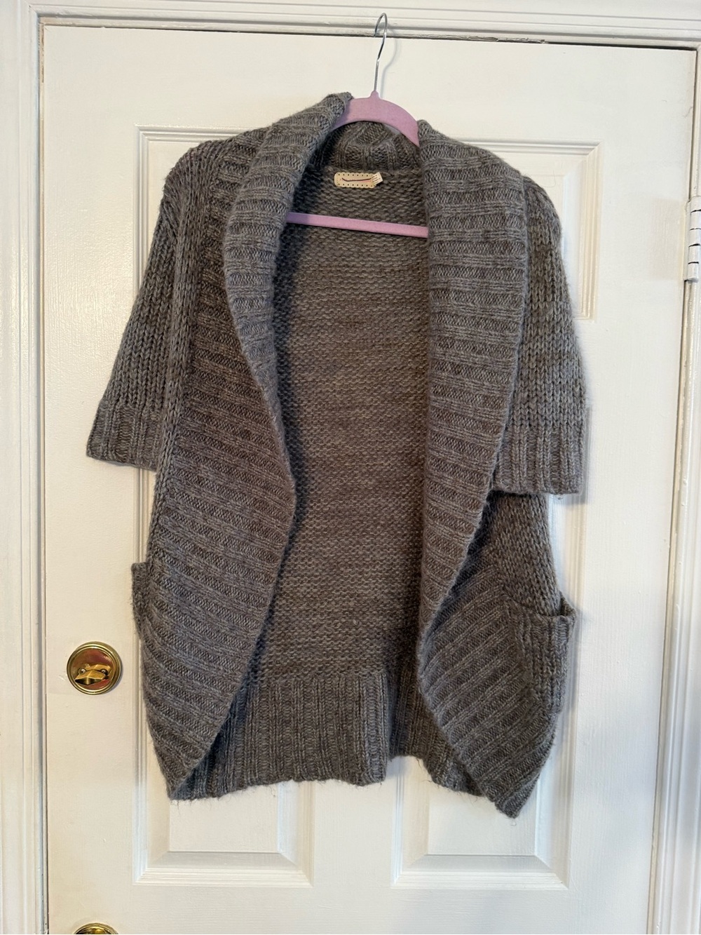 Pins & Needles Short-Sleeve Open-Front Cardigan - Gray